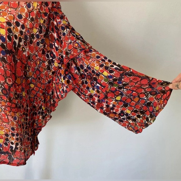 Anthropology Blink London Women’s Red Long Sleeve Viscose Blouse Size M pristine - Picture 4 of 6